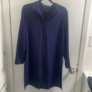 Grace Elements navy blue long button down, size large
